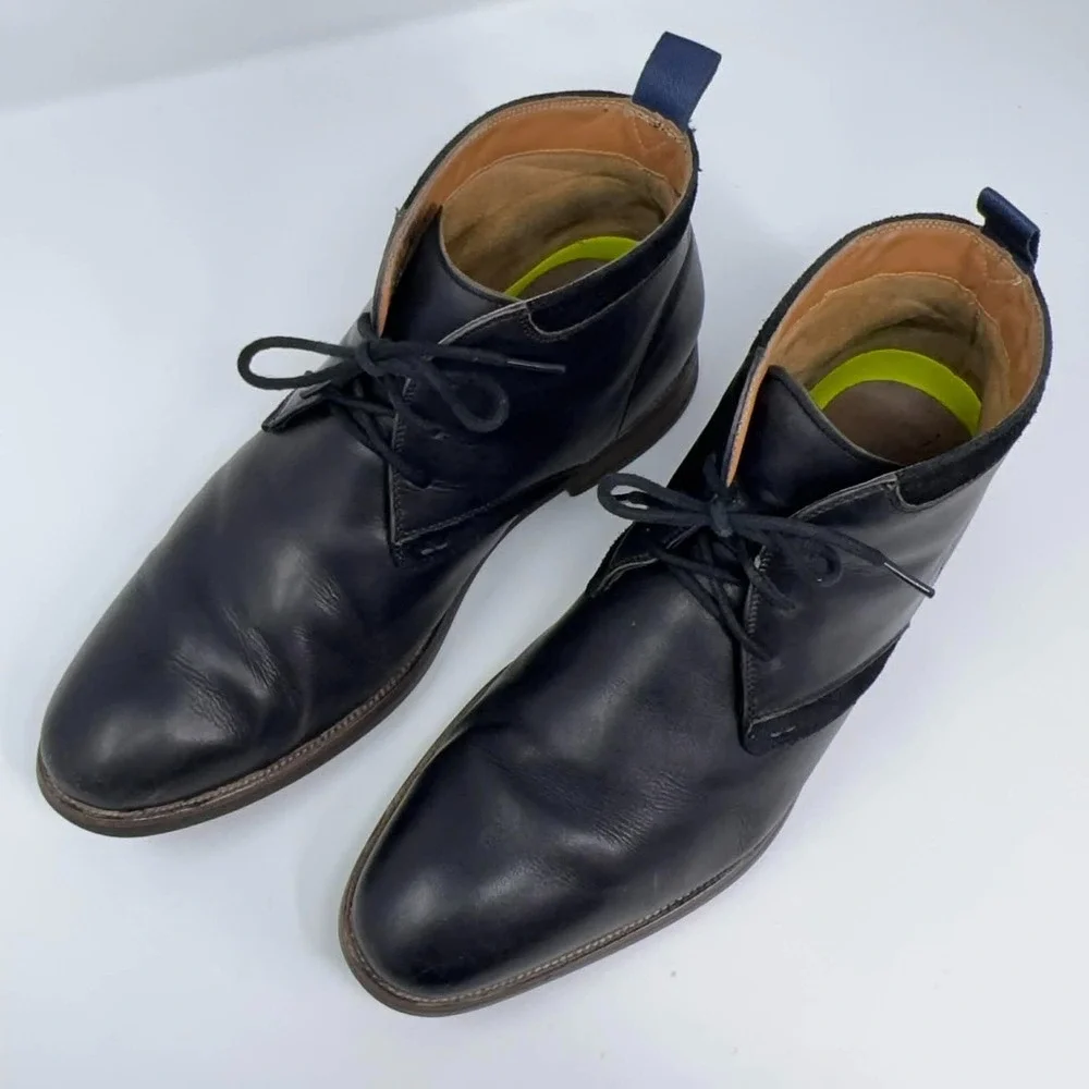 Florsheim 15167 Chukka Boots Mens 9W Black Leather‎ Comfort Flexsole Dress Lace